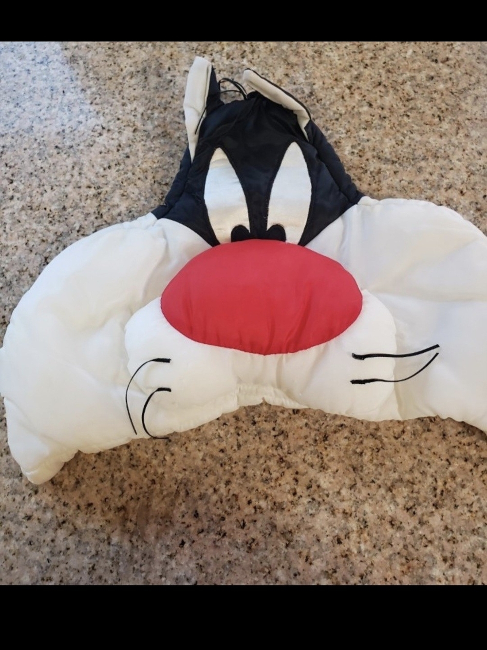 Cartoon Sylvester-Style Plush Hood with Red Nose